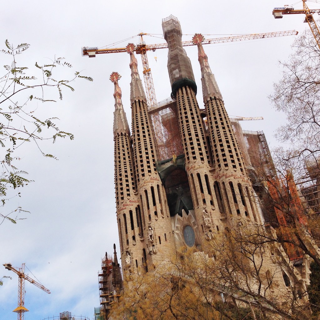 The Sagrada Familia, the architect Gaudi's unfinished masterpiece.