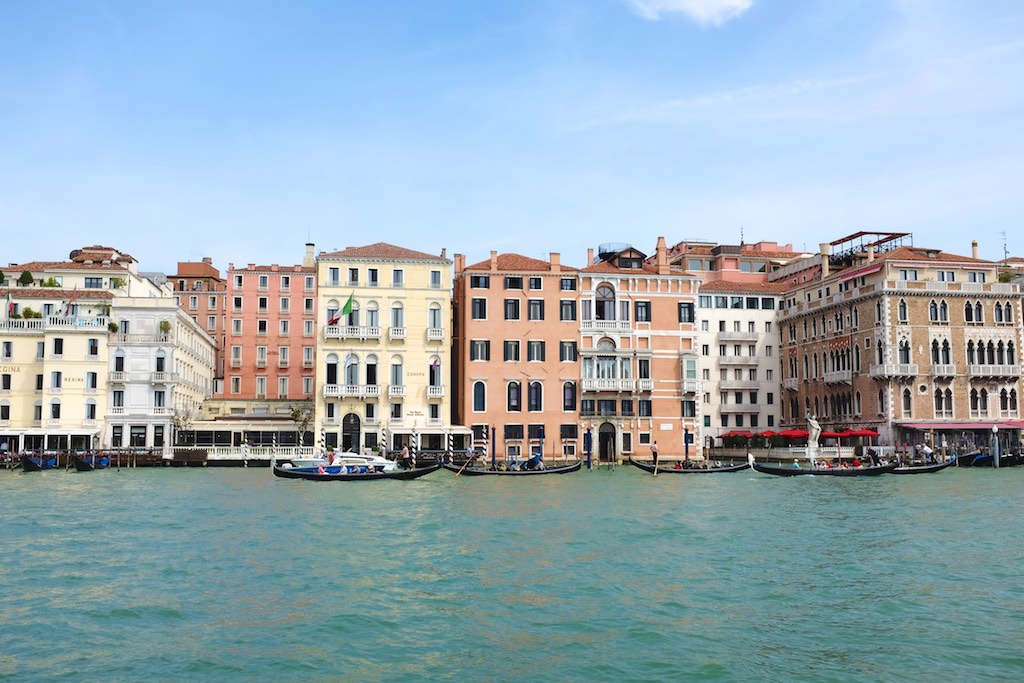 Houses along the Grand Canal in Venice, Italy.