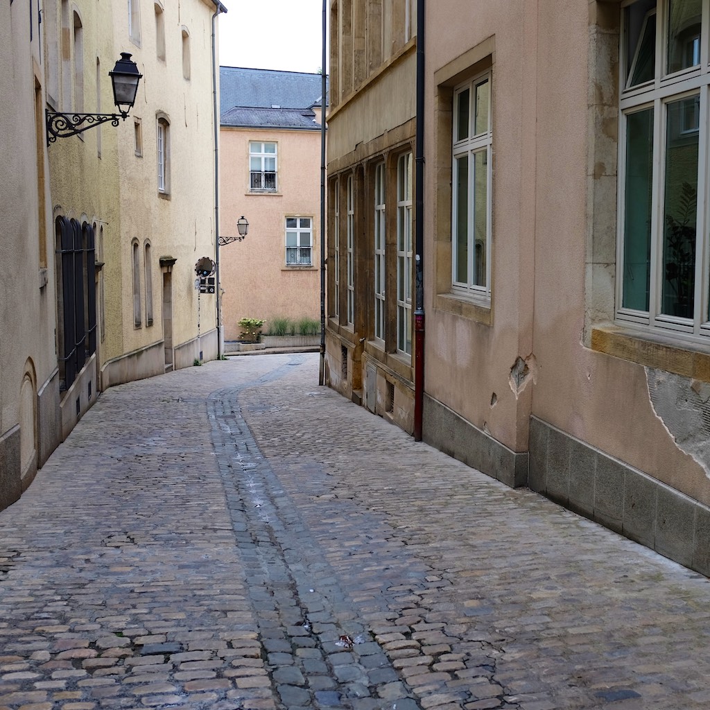 An empty street in Luxembourg City.