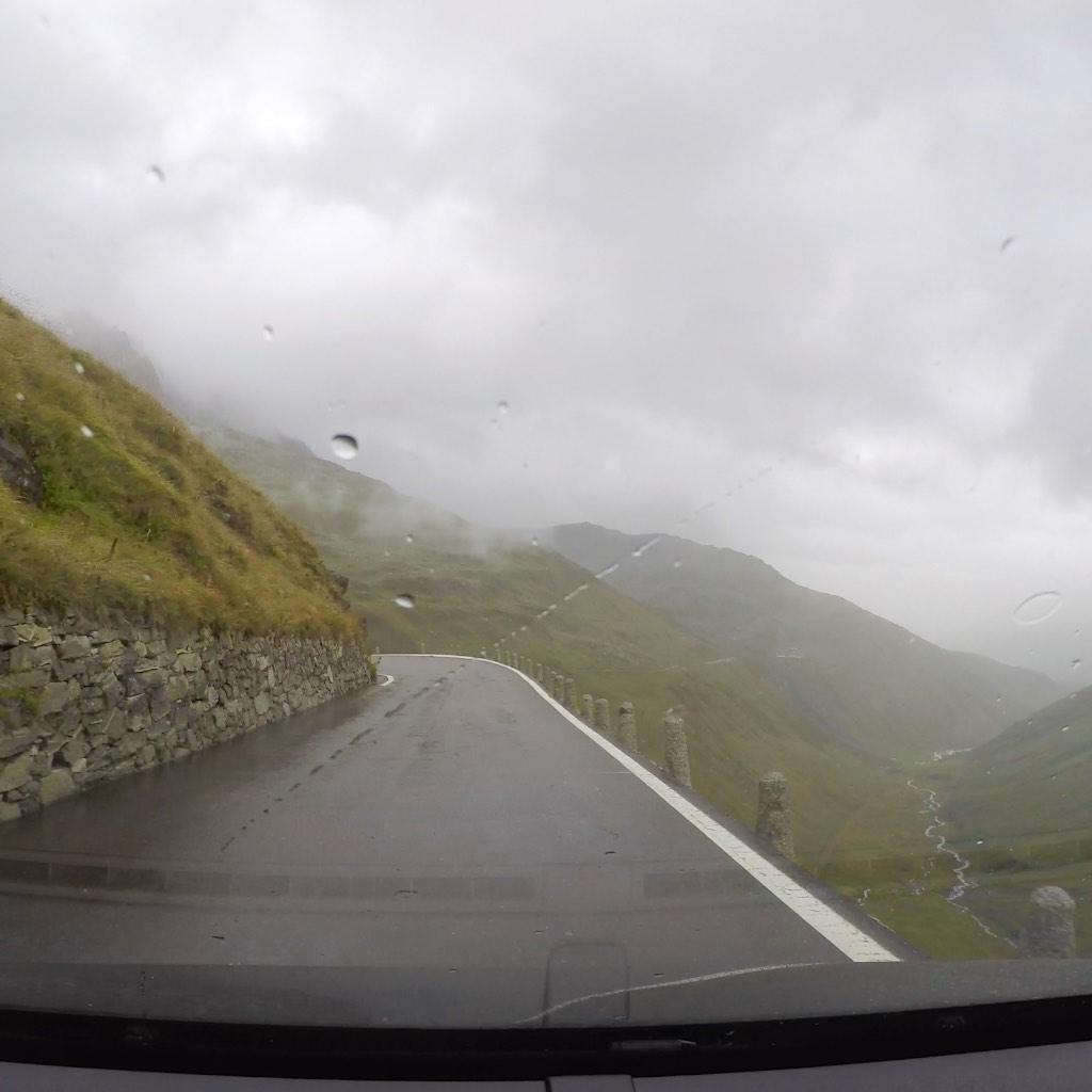 The narrow winding road over the Furka Pass, Switzerland.