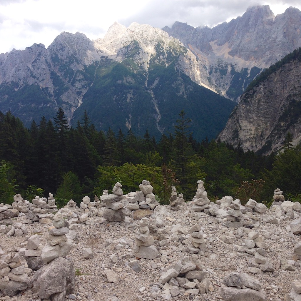 Rock piles in the Julian Alps at Triglavski National Park, Slovenia.